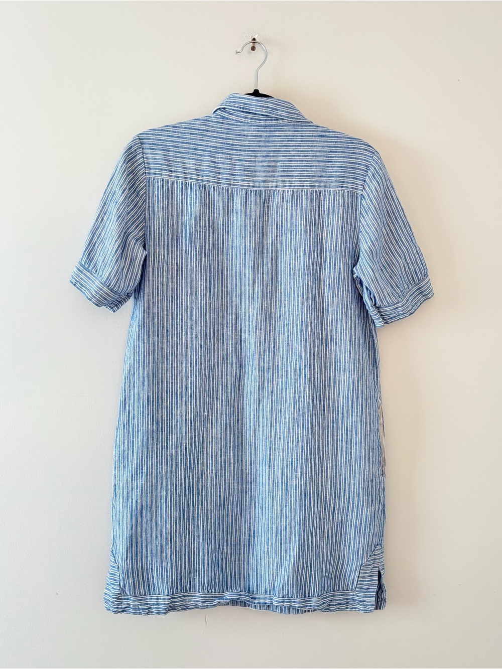 Faherty Rae Linen Rae Skyway Railroad Stripe Short Sleeve Mini Button-Up - Picture 6 of 8